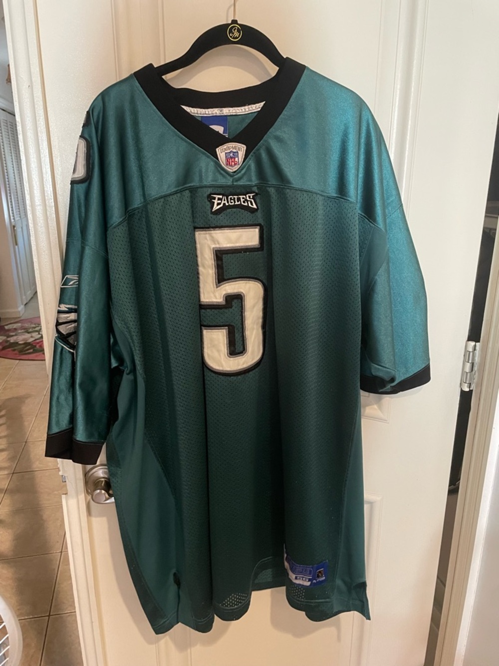 Reebok Teal and Black NFL Equipment Football Jersey
